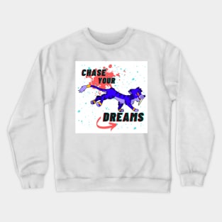 CHASE YOUR DREAMS! Purple Cat Crewneck Sweatshirt